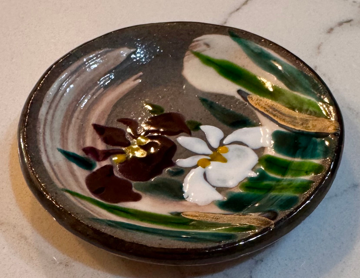 Japanese Iris Hand-Painted Teeny Tiny Bowl