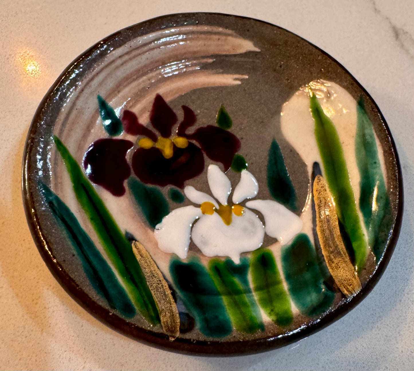 Japanese Iris Hand-Painted Teeny Tiny Bowl
