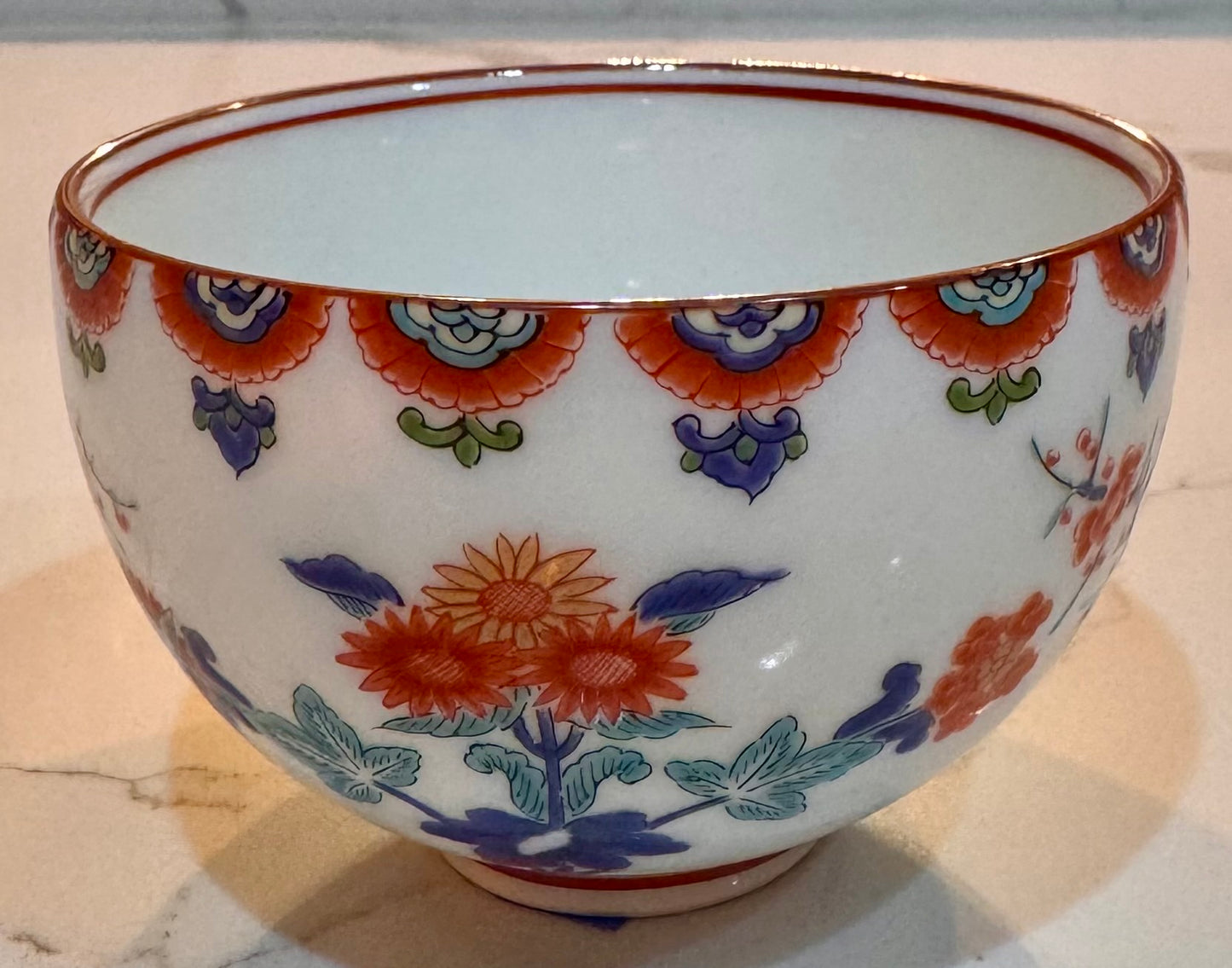 Gold Leaf Brocade Floral Tea Bowl