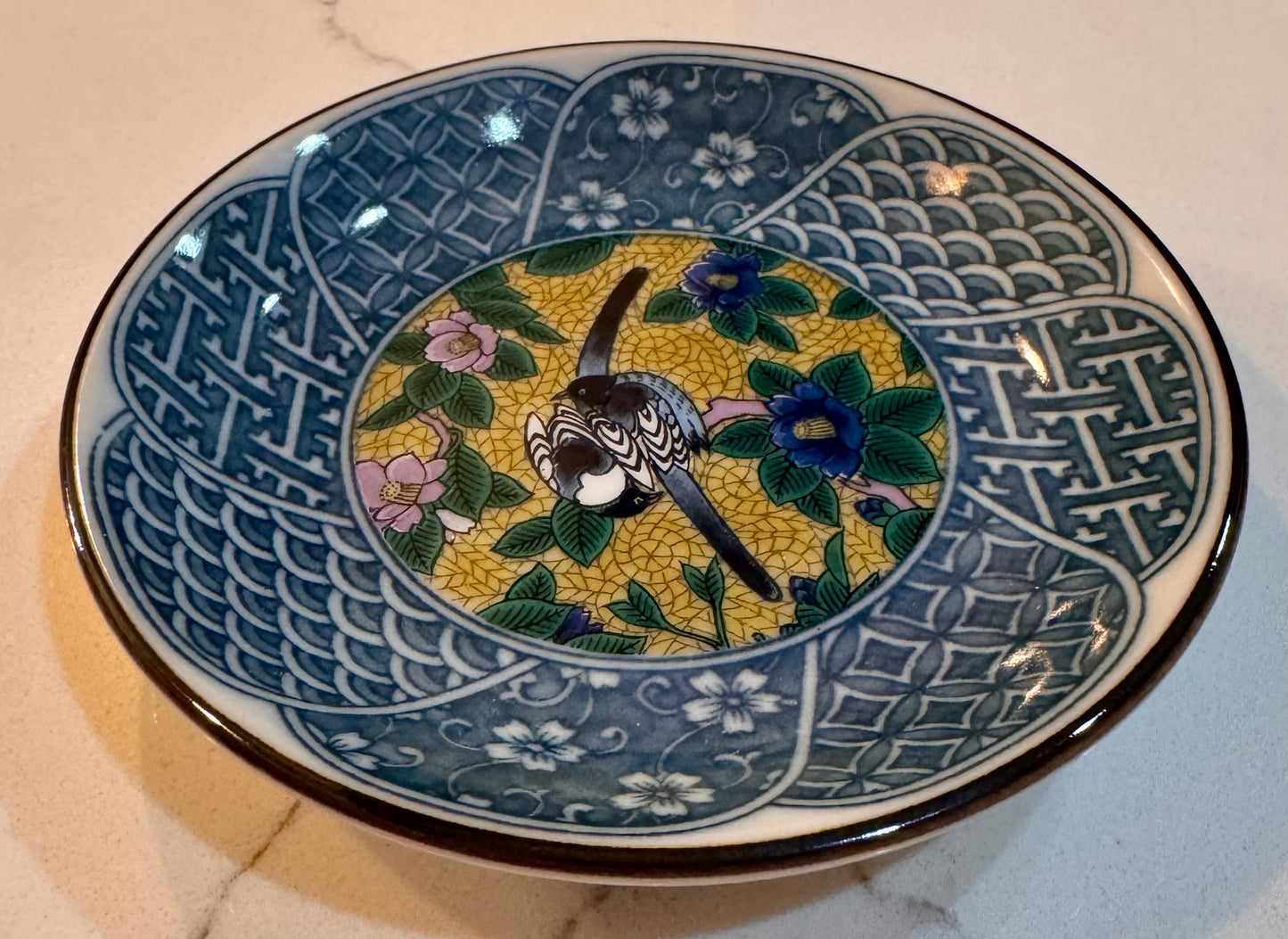 Garden Lovebirds Indigo Dish