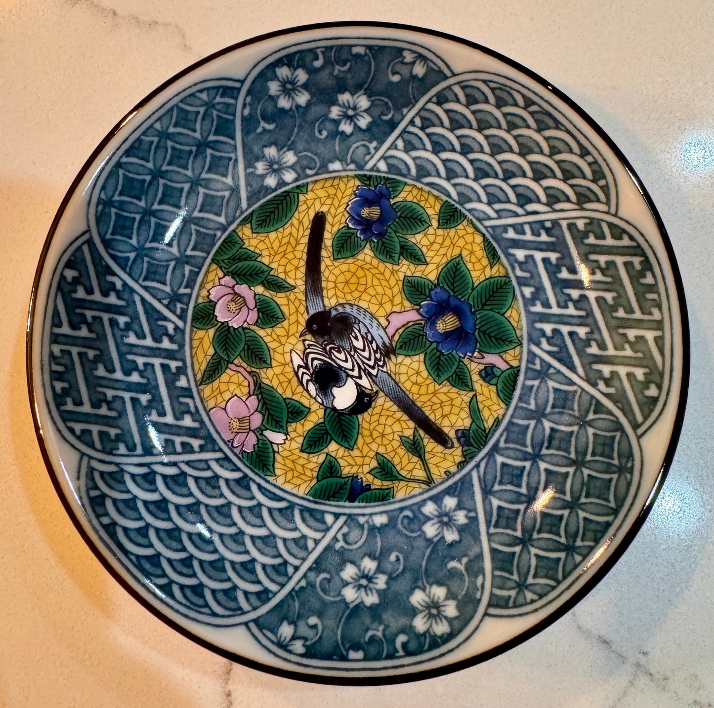Garden Lovebirds Indigo Dish