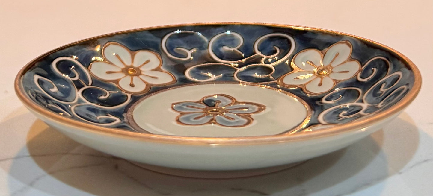 Gilded Blue Blossom Plate