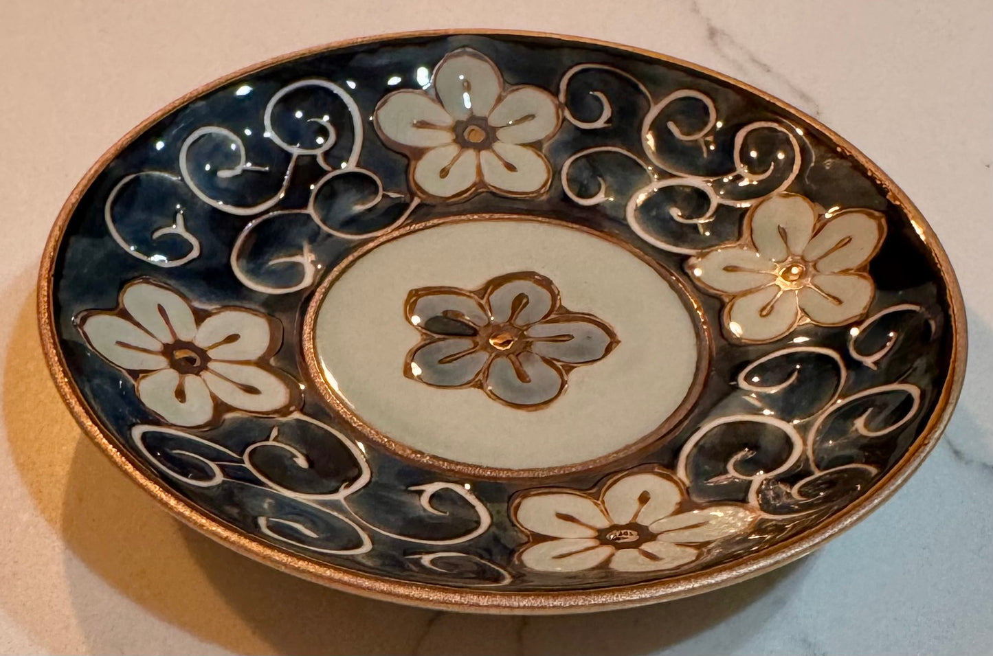 Gilded Blue Blossom Plate