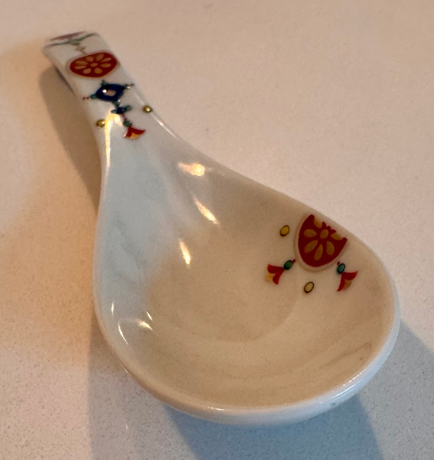 Ornate Porcelain Soup Spoon