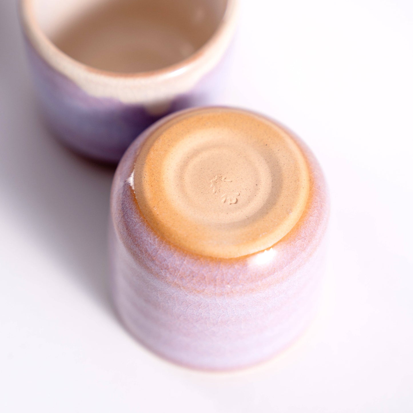 Handmade Hagi Ware Sake Bottle and Cups Set- Light Purple