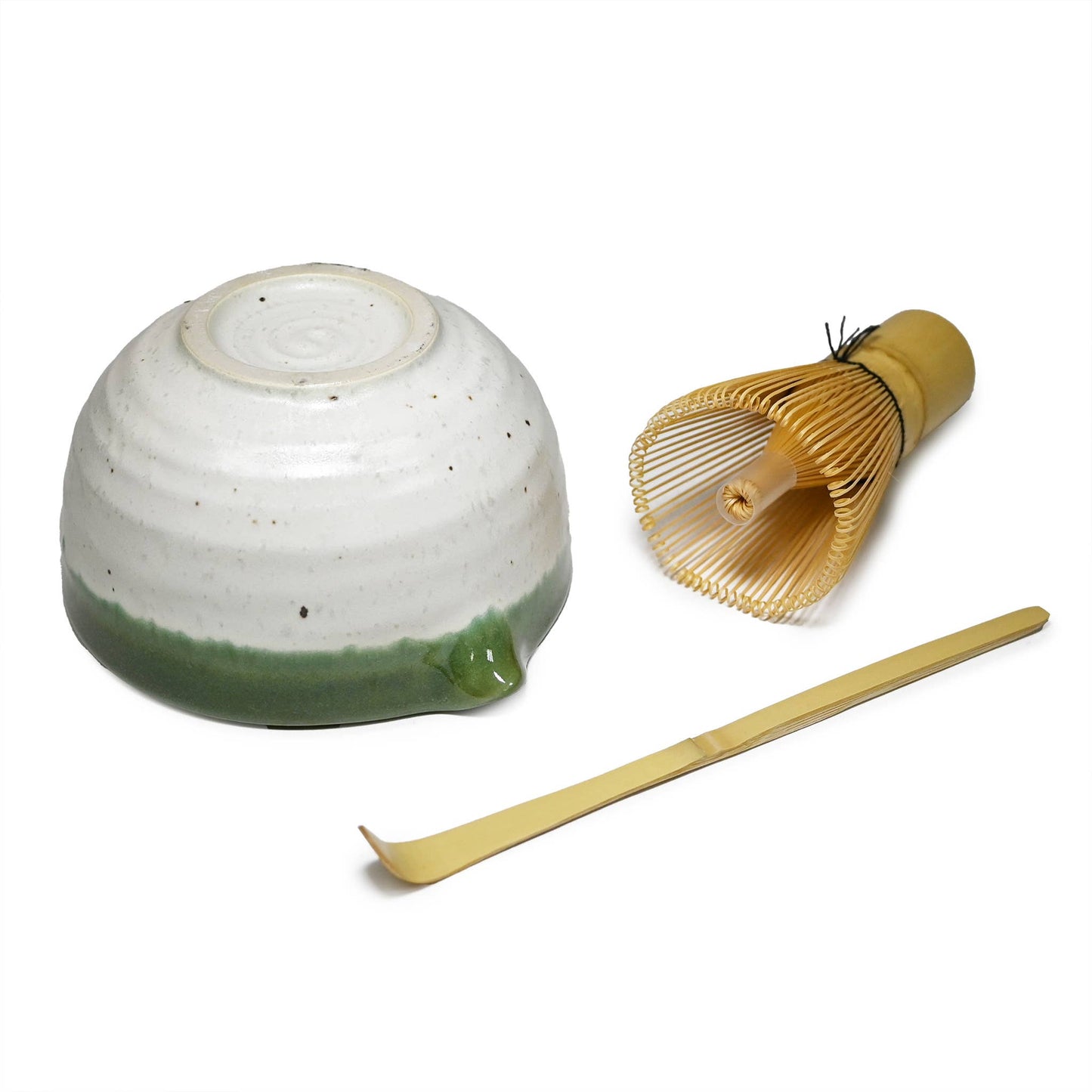 Japanese Spouted Matcha Bowl, Bamboo Whisk & Scoop Gift Set - Caramel