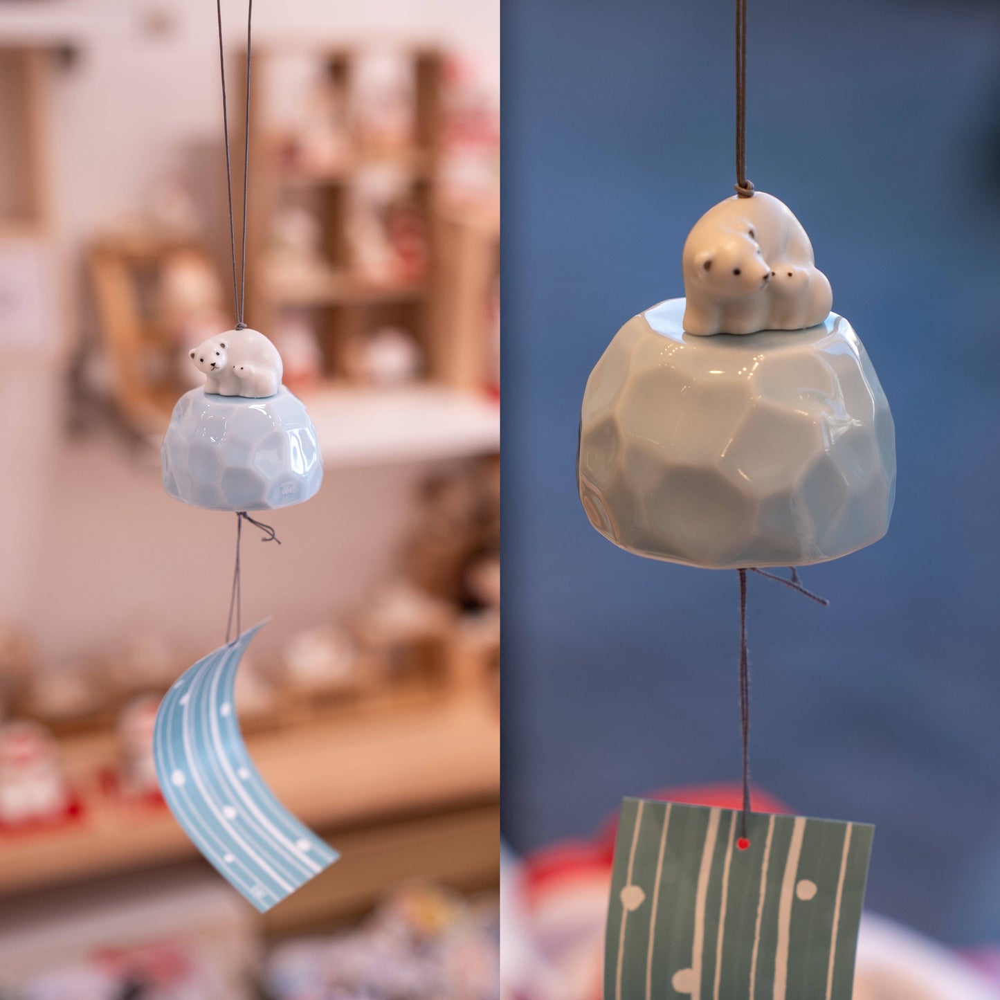 Yakushi Kiln Seto Wind Chimes - Polar Bear Parent and Child